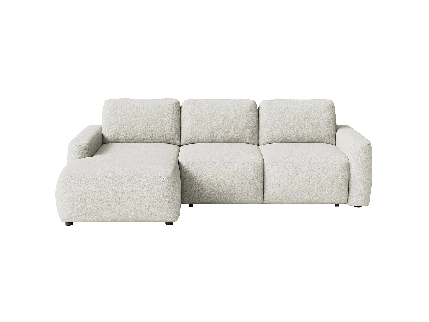 Ecksofa mit Schlaffunktion – Ottomane links – Chenille pflegeleicht – Creme – CARNOS MINI