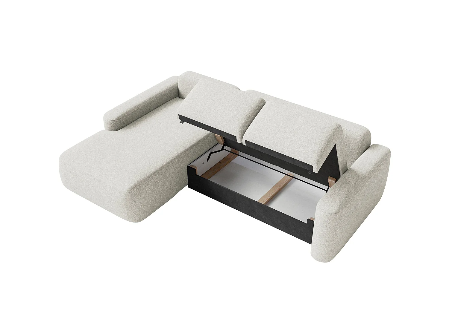 Canapé d'angle convertible – Angle à gauche – Chenille facile d'entretien – Crème – CARNOS MINI