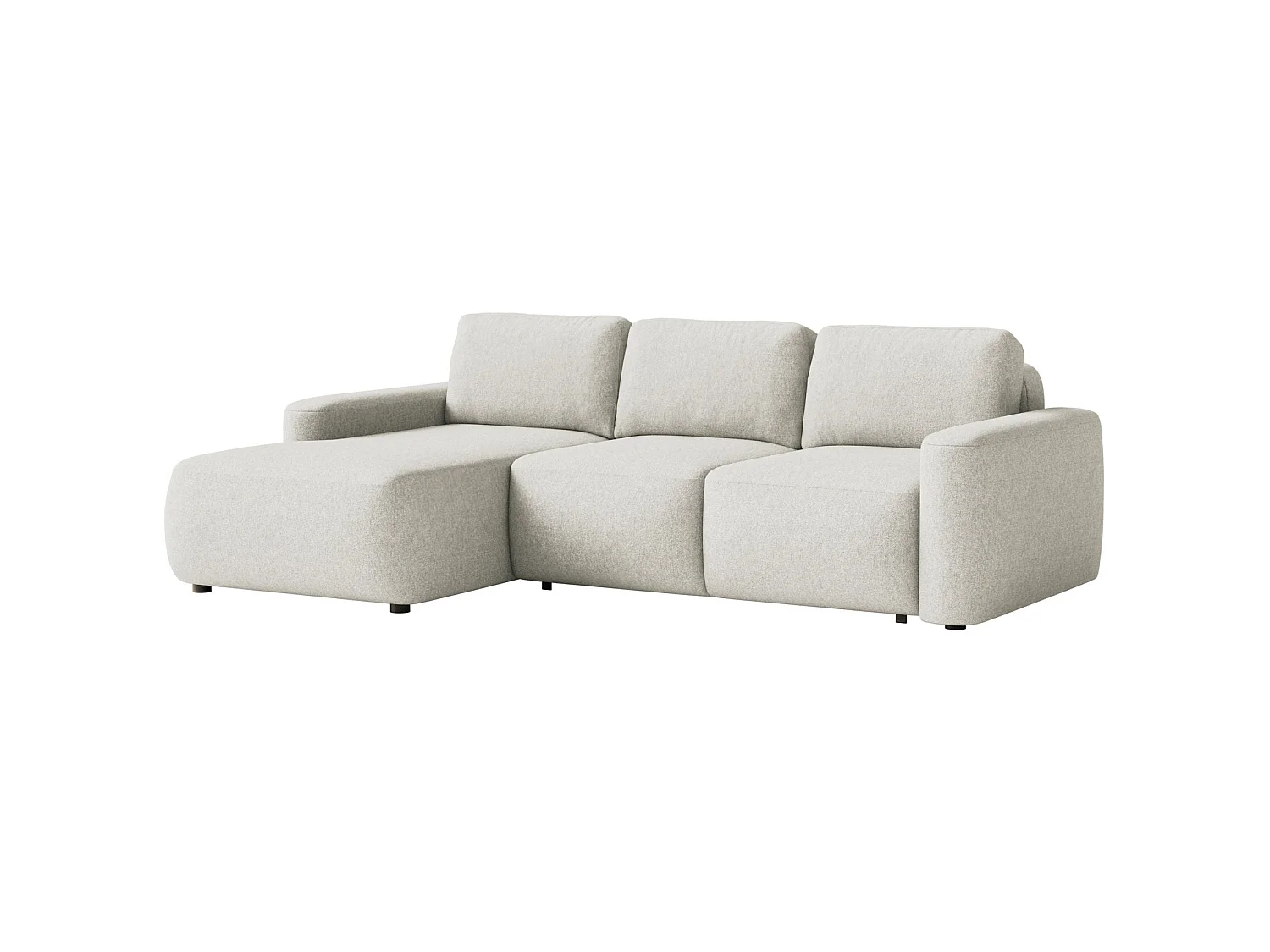 Canapé d'angle convertible – Angle à gauche – Chenille facile d'entretien – Crème – CARNOS MINI