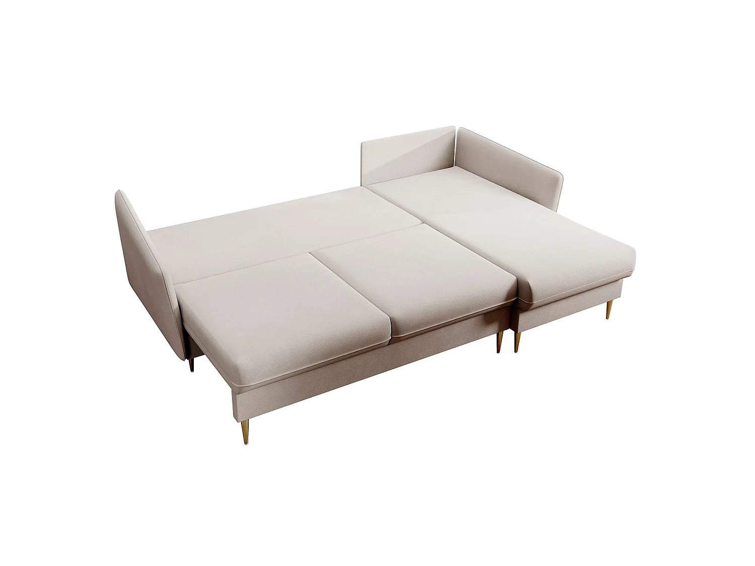 Canapé d'angle 3 places convertible en velours beige VOLIO