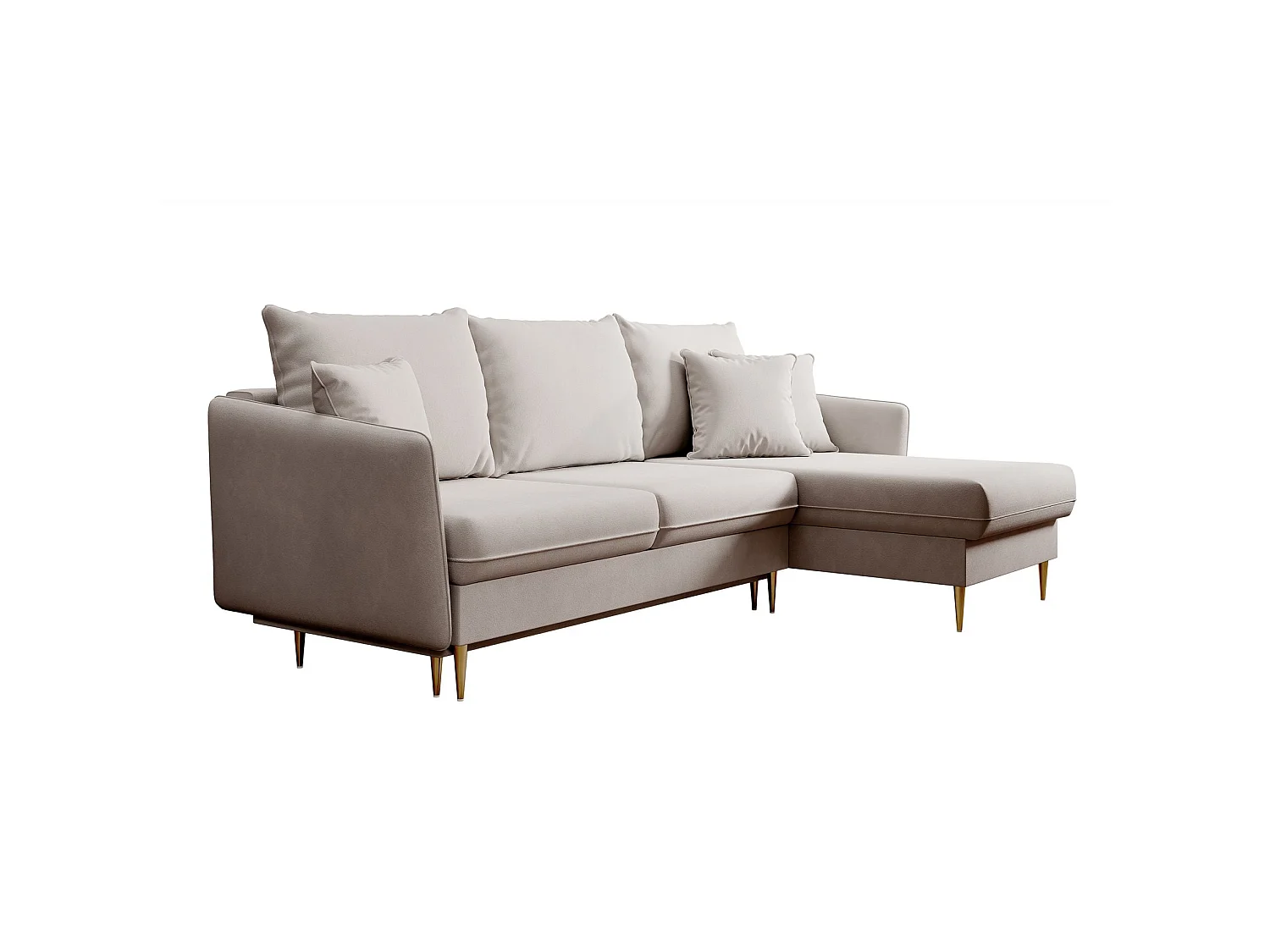 Canapé d'angle 3 places convertible en velours beige VOLIO
