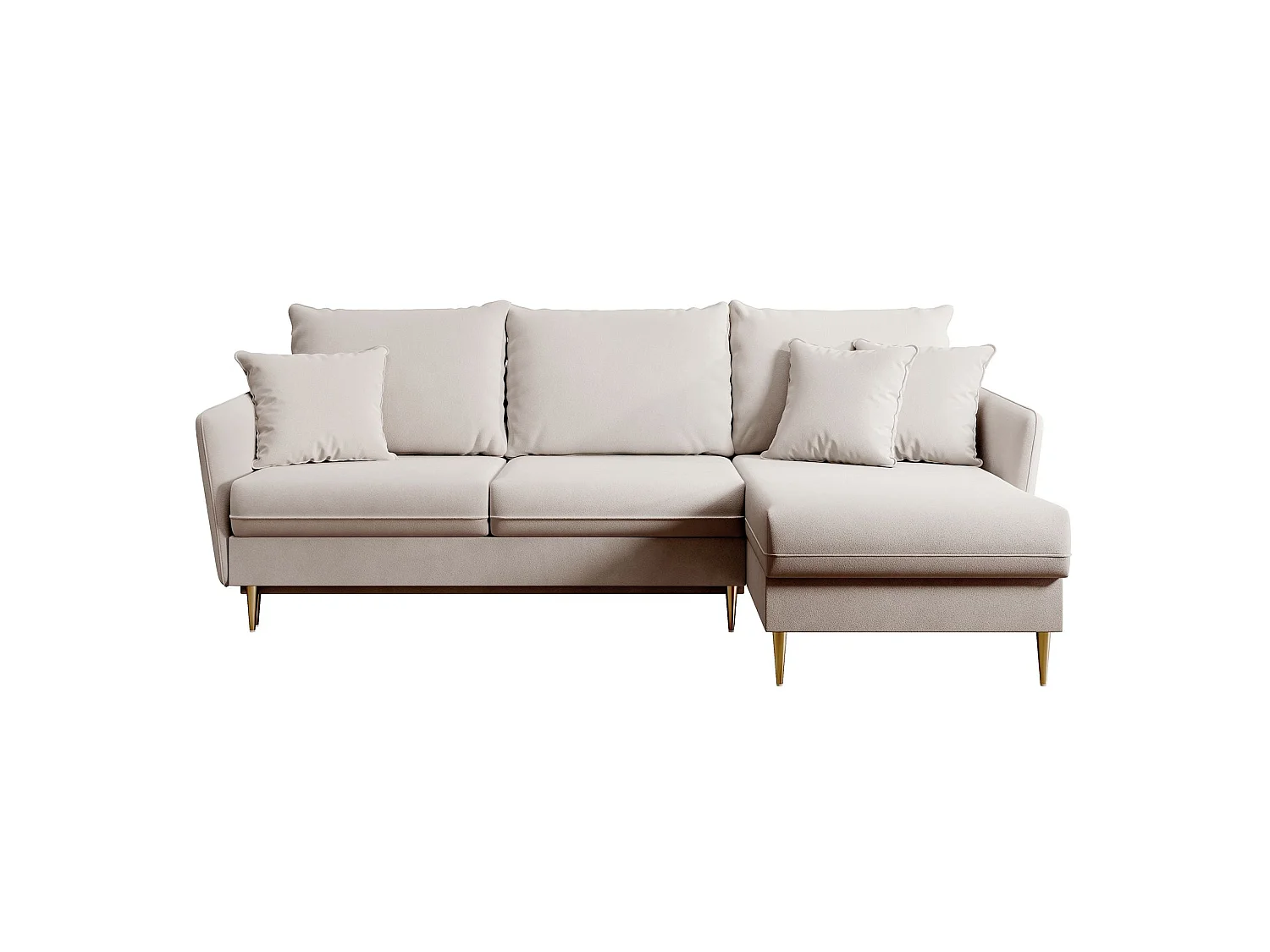 Canapé d'angle 3 places convertible en velours beige VOLIO