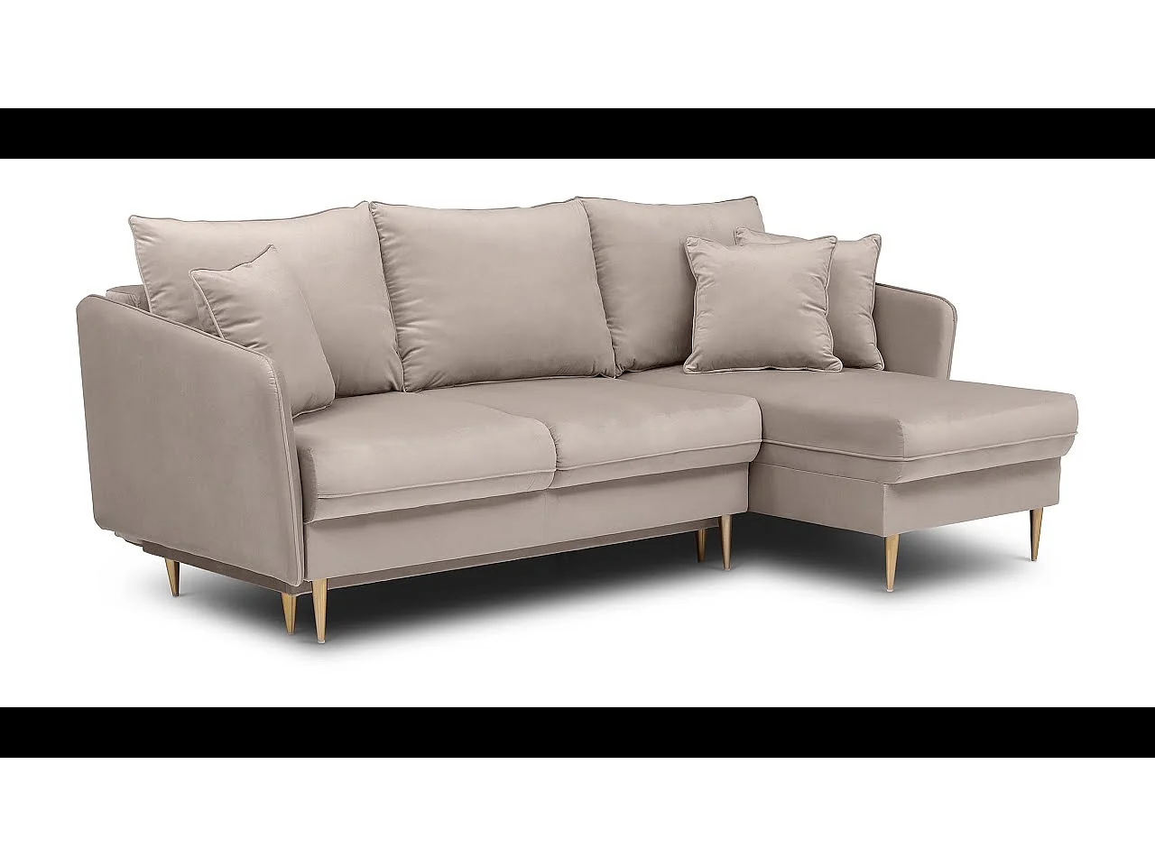 Canapé d'angle 3 places convertible en velours beige VOLIO