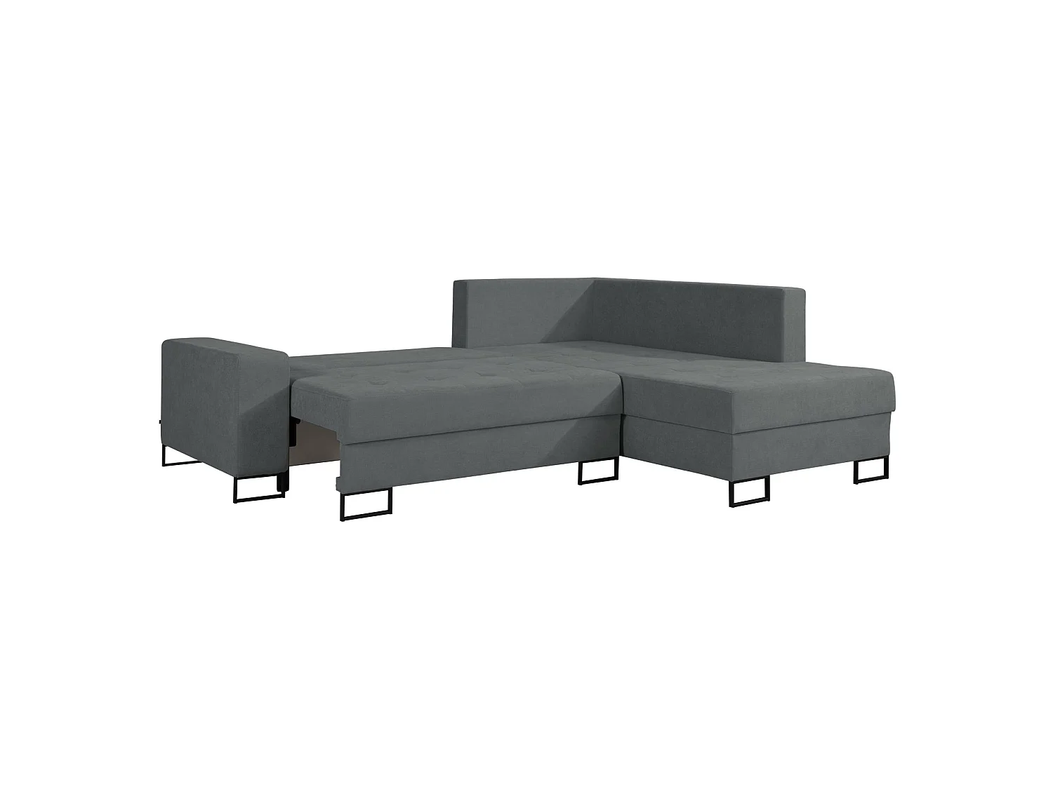 Ecksofa mit Schlaffunktion & Bettkasten – Chenille – Ottomane rechts – Aschgrau – LARELLE