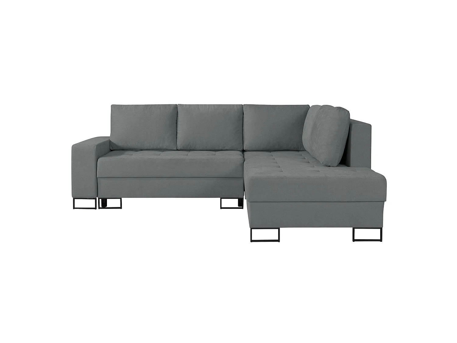 Ecksofa mit Schlaffunktion & Bettkasten – Chenille – Ottomane rechts – Aschgrau – LARELLE