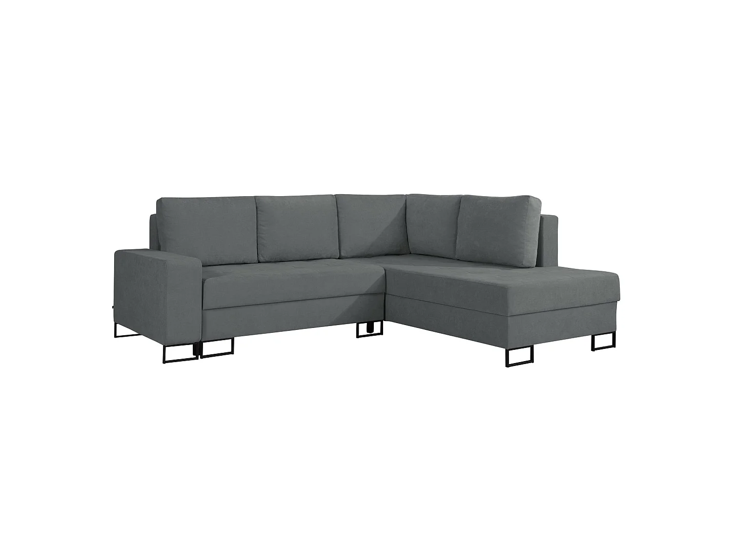 Ecksofa mit Schlaffunktion & Bettkasten – Chenille – Ottomane rechts – Aschgrau – LARELLE