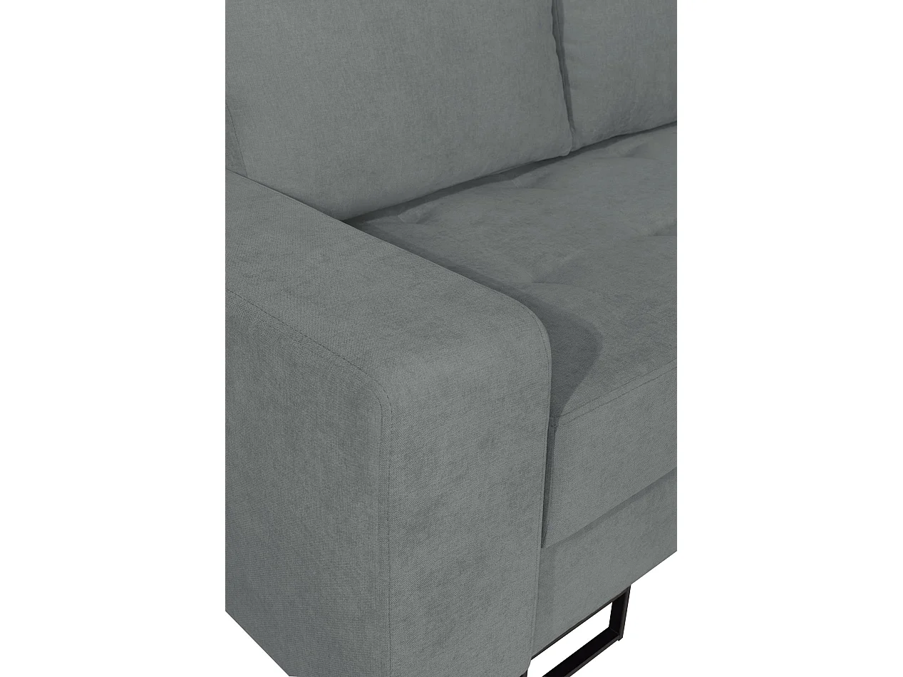 Ecksofa mit Schlaffunktion & Bettkasten – Chenille – Ottomane rechts – Aschgrau – LARELLE