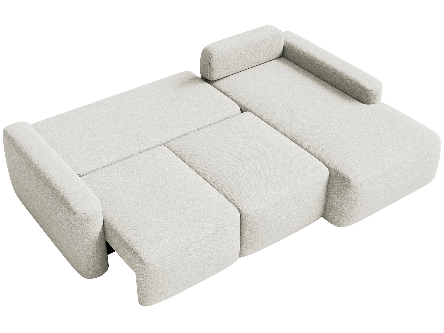 Ecksofa mit Schlaffunktion – Ottomane rechts – Chenille pflegeleicht – Creme – CARNOS MINI