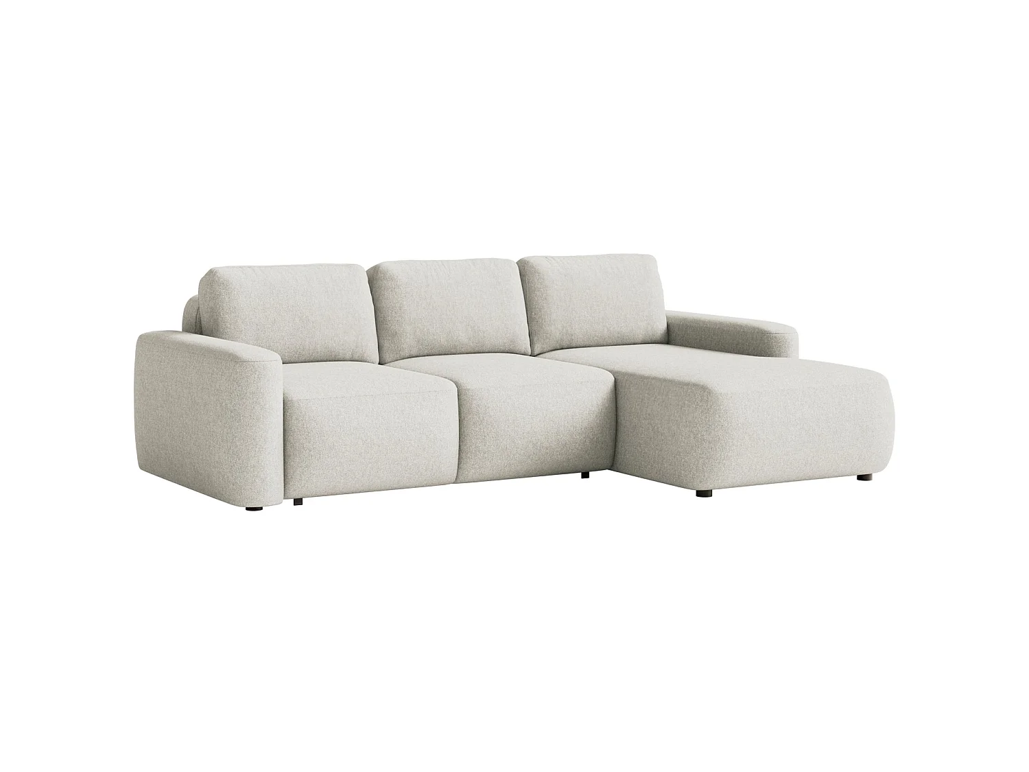 Ecksofa mit Schlaffunktion – Ottomane rechts – Chenille pflegeleicht – Creme – CARNOS MINI