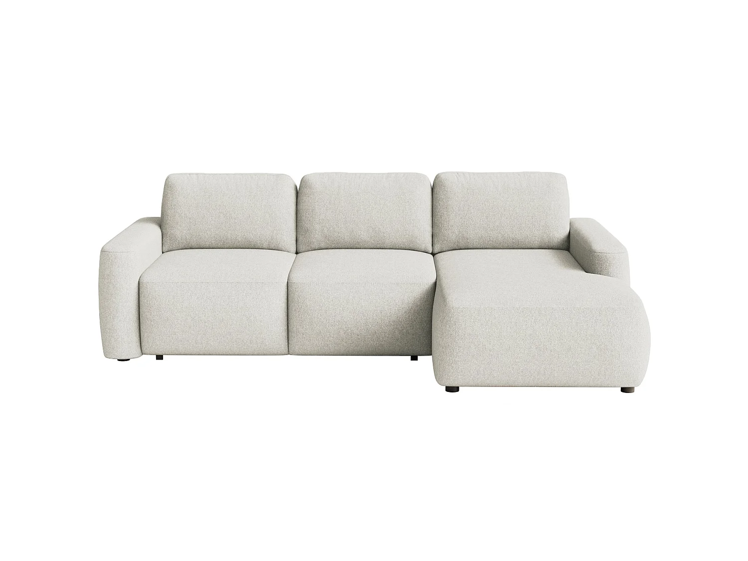 Ecksofa mit Schlaffunktion – Ottomane rechts – Chenille pflegeleicht – Creme – CARNOS MINI