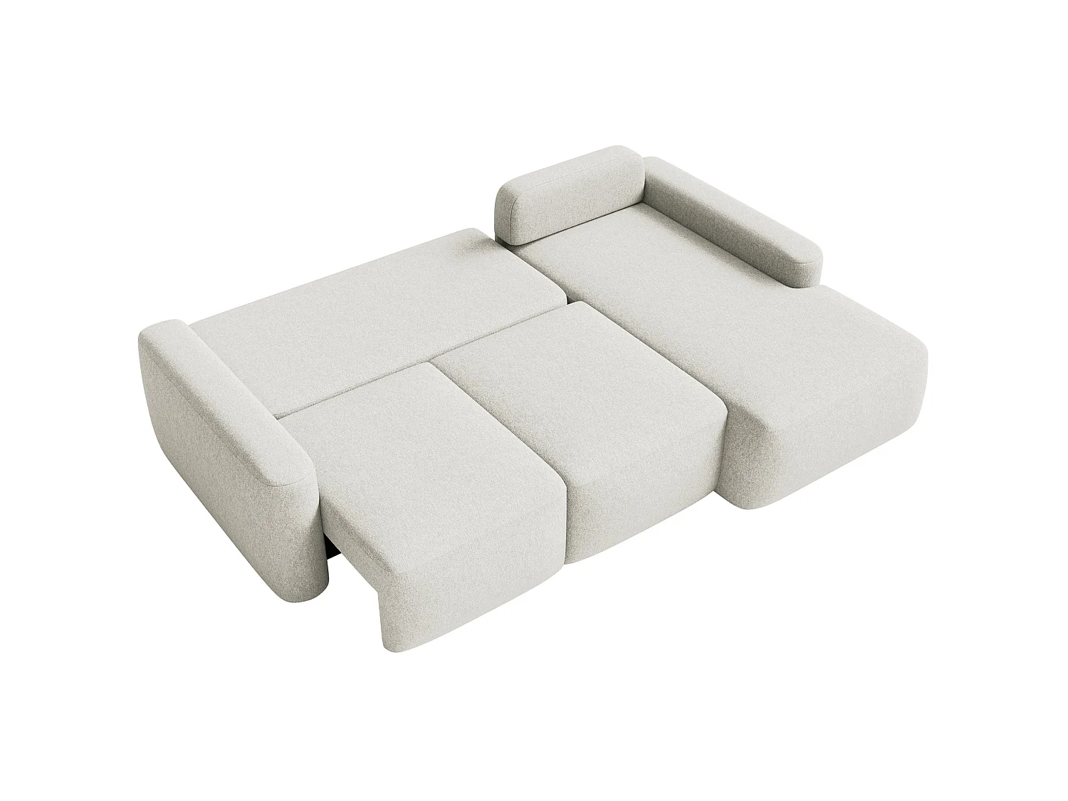 Canapé d'angle convertible – Angle à droite – Chenille facile d'entretien – Crème – CARNOS MINI