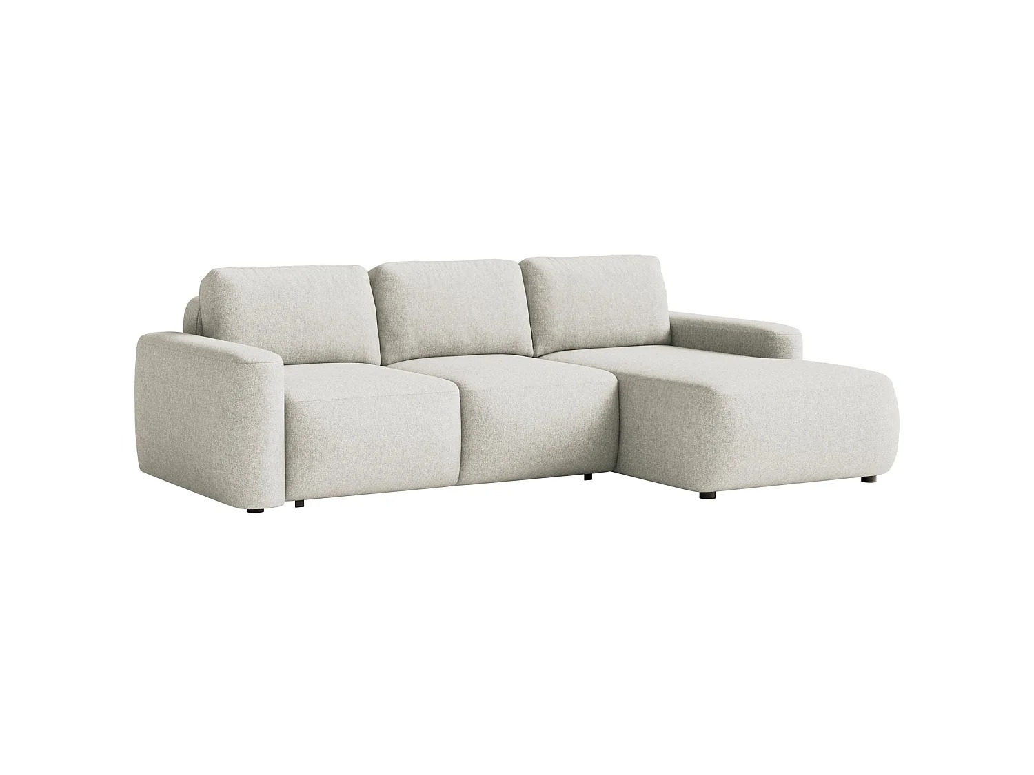Canapé d'angle convertible – Angle à droite – Chenille facile d'entretien – Crème – CARNOS MINI
