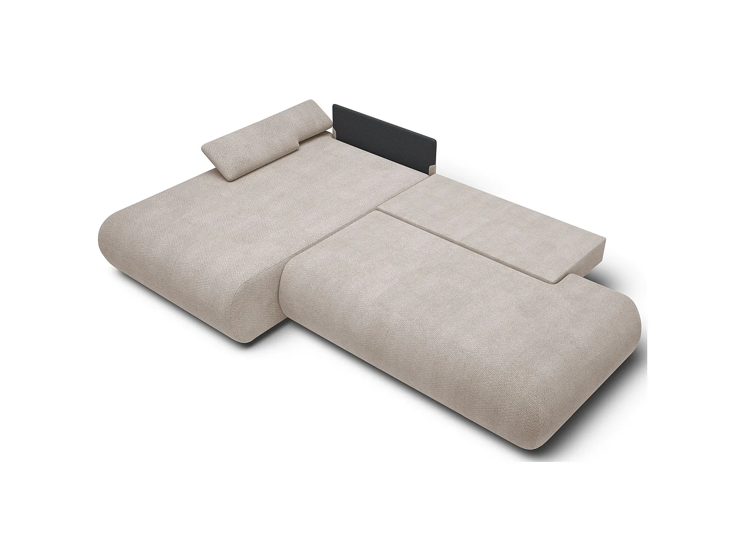 Canapé d'angle convertible – Chenille – angle à gauche – Beige clair – ARMONE