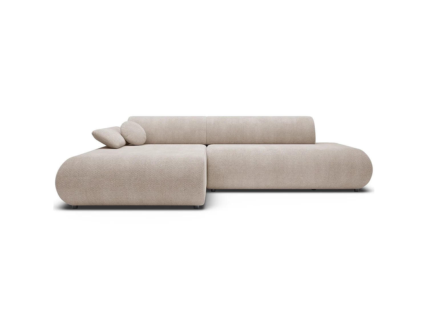 Canapé d'angle convertible – Chenille – angle à gauche – Beige clair – ARMONE