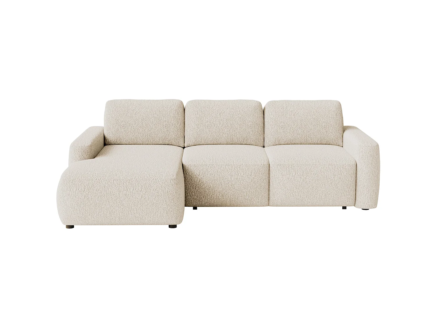 Canapé d'angle convertible – Angle à gauche – Chenille Beige clair – CARNOS MINI