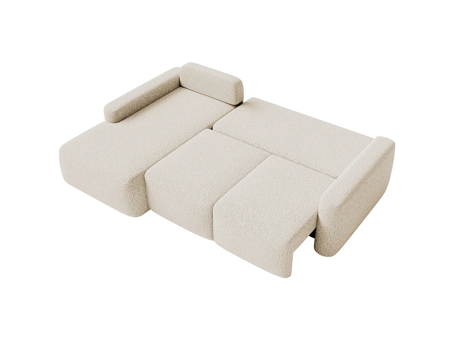 Canapé d'angle convertible – Angle à gauche – Chenille Beige clair – CARNOS MINI