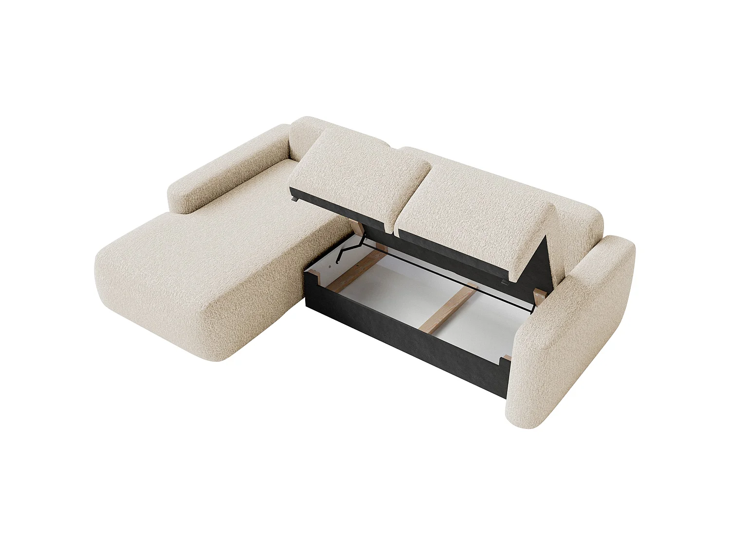 Canapé d'angle convertible – Angle à gauche – Chenille Beige clair – CARNOS MINI