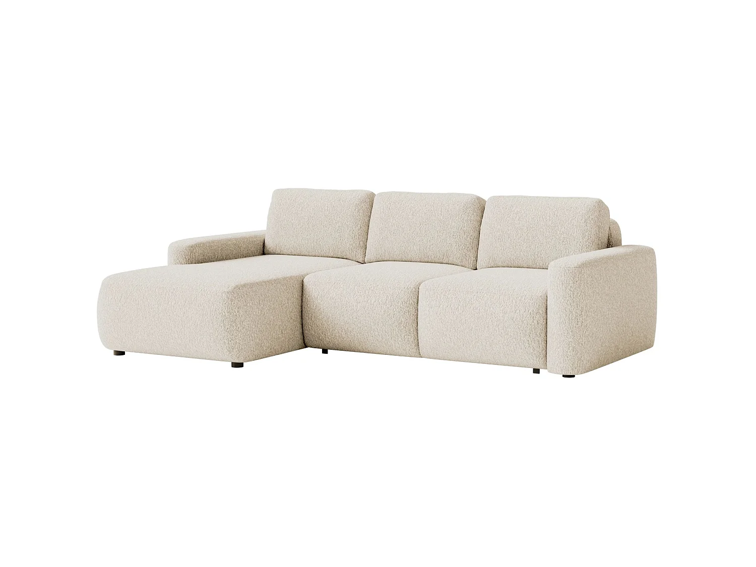 Canapé d'angle convertible – Angle à gauche – Chenille Beige clair – CARNOS MINI