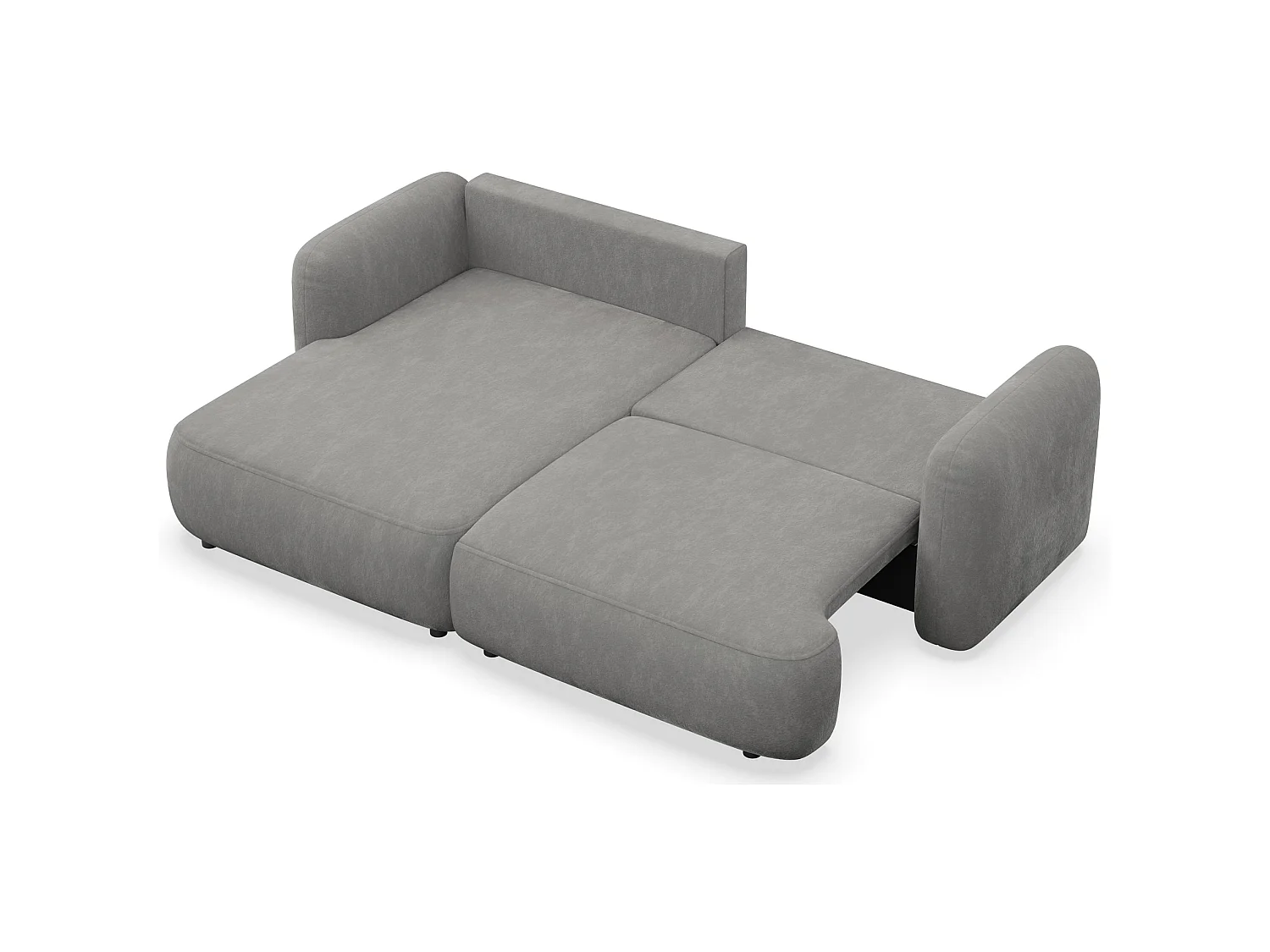 Ecksofa mit Schlaffunktion – Ottomane links – graues Chenille – TVOYA