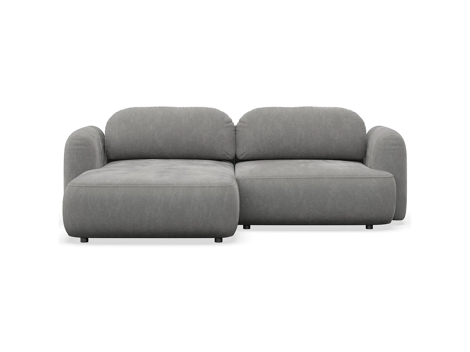 Ecksofa mit Schlaffunktion – Ottomane links – graues Chenille – TVOYA
