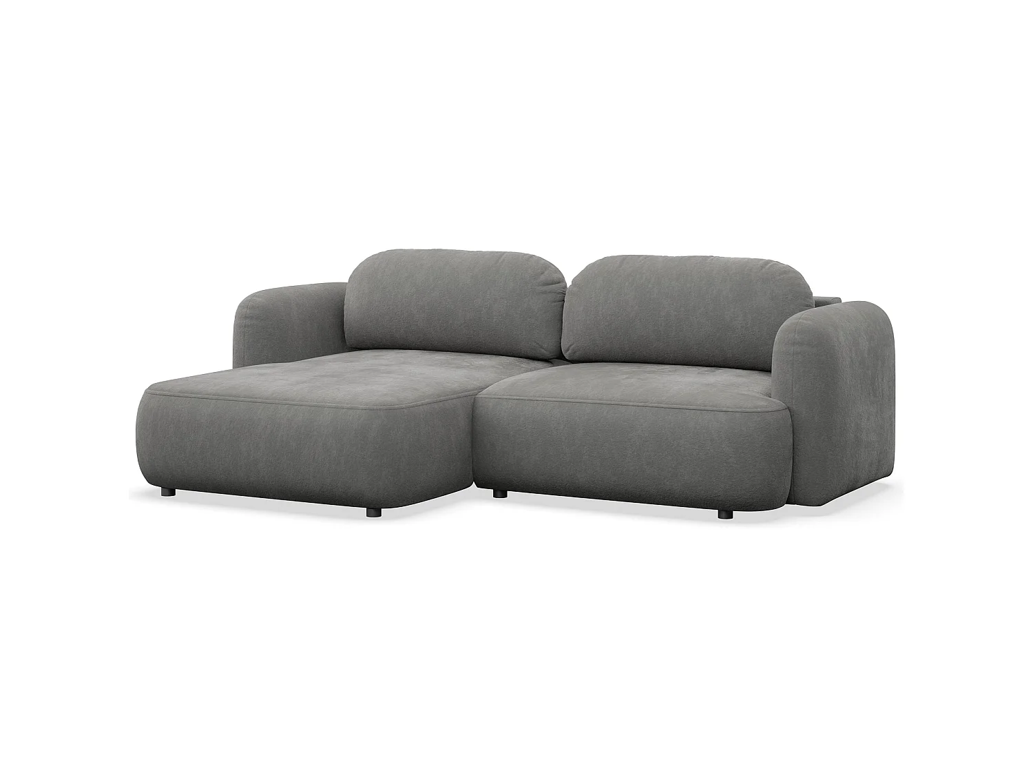 Ecksofa mit Schlaffunktion – Ottomane links – graues Chenille – TVOYA