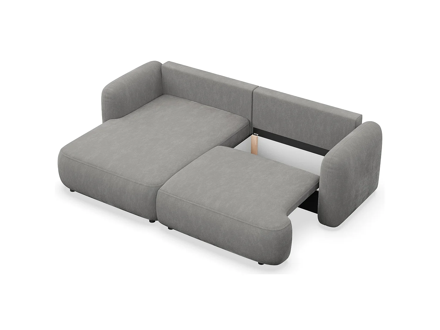 Ecksofa mit Schlaffunktion – Ottomane links – graues Chenille – TVOYA