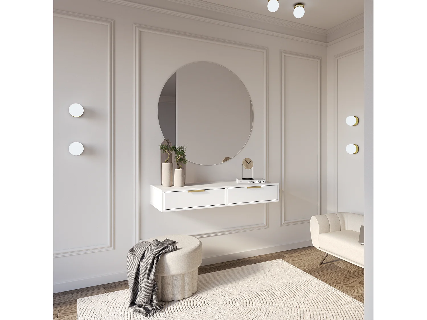 Schminktisch mit 2 Schubladen - Weiß - 110 cm - VENA