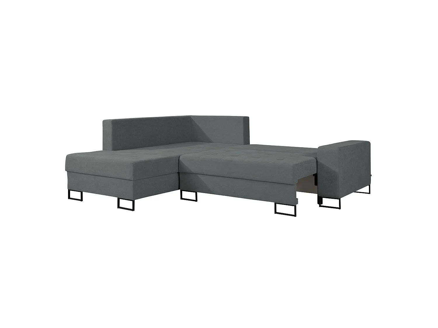 Ecksofa mit Schlaffunktion & Bettkasten – Chenille – Ottomane links – Aschgrau – LARELLE