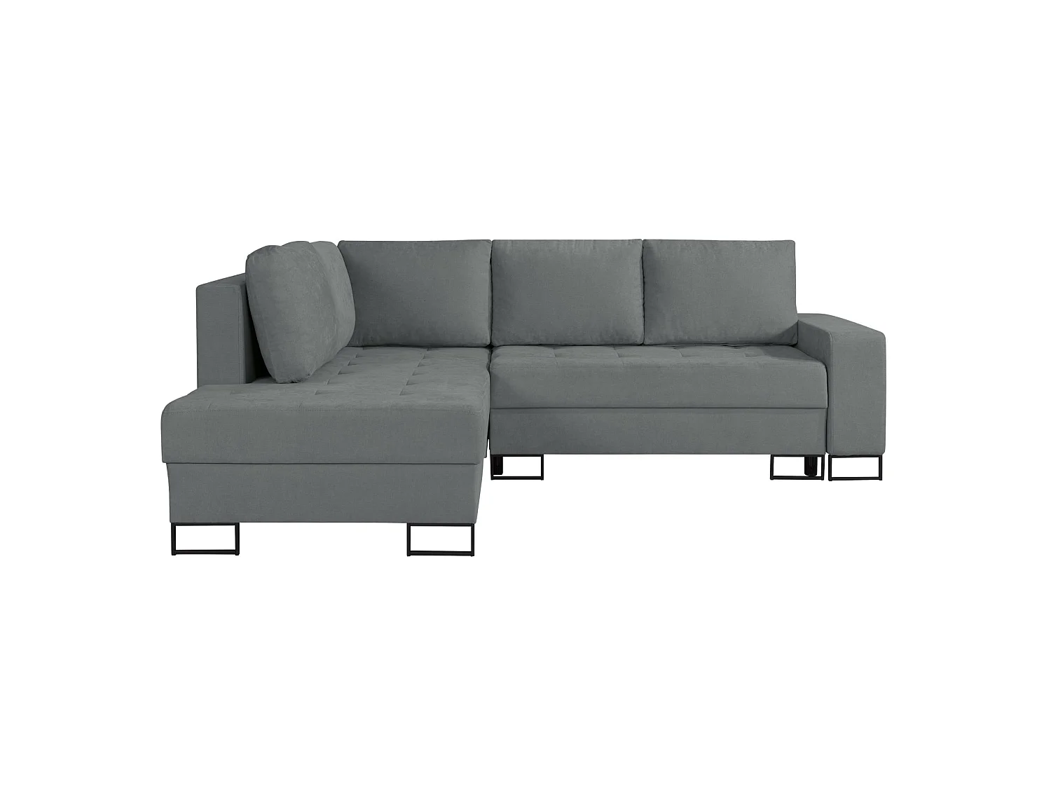 Ecksofa mit Schlaffunktion & Bettkasten – Chenille – Ottomane links – Aschgrau – LARELLE