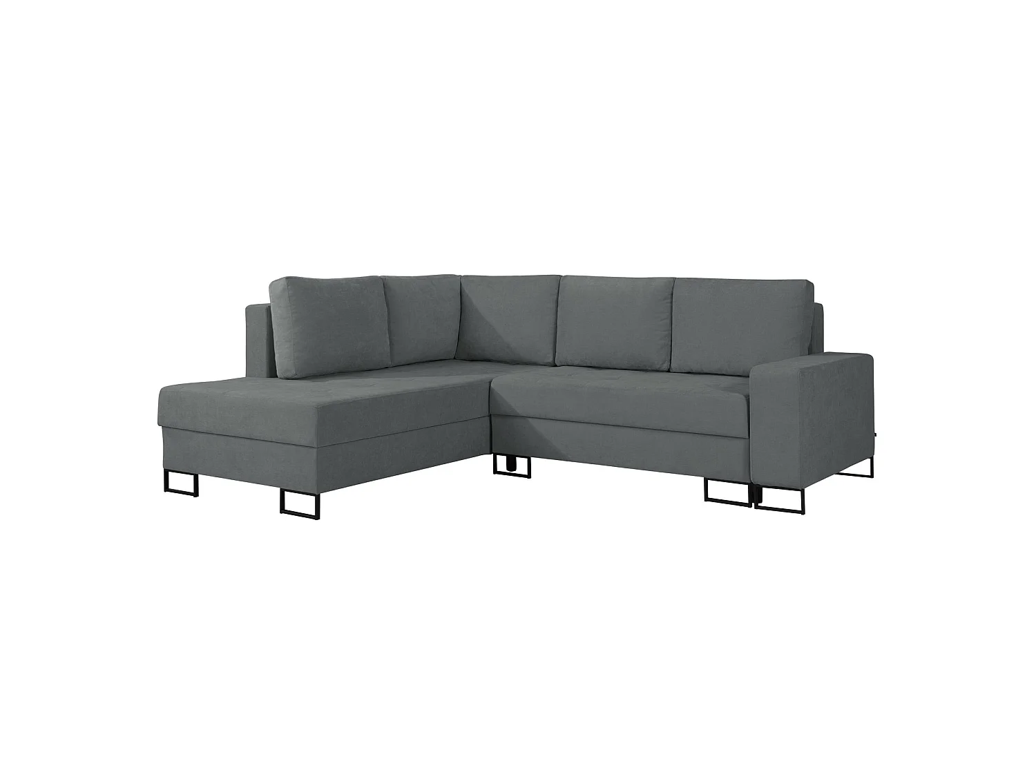 Ecksofa mit Schlaffunktion & Bettkasten – Chenille – Ottomane links – Aschgrau – LARELLE