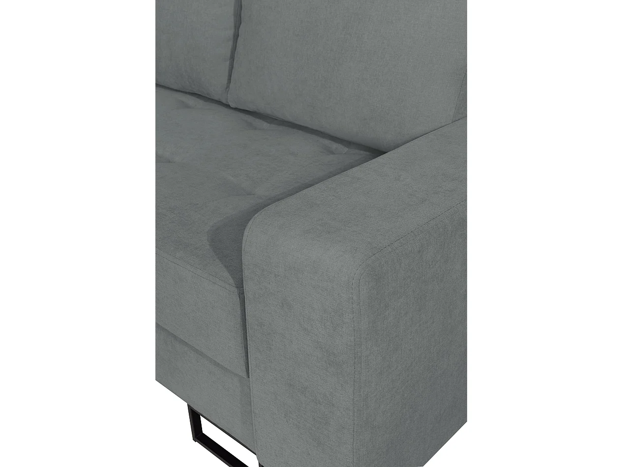 Ecksofa mit Schlaffunktion & Bettkasten – Chenille – Ottomane links – Aschgrau – LARELLE