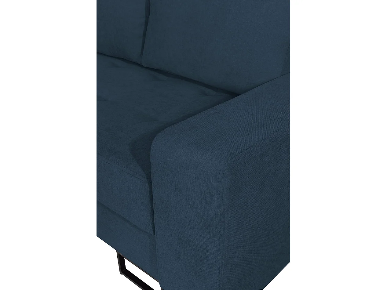Ecksofa mit Schlaffunktion & Bettkasten – Chenille – Ottomane links – Dunkelblau – LARELLE