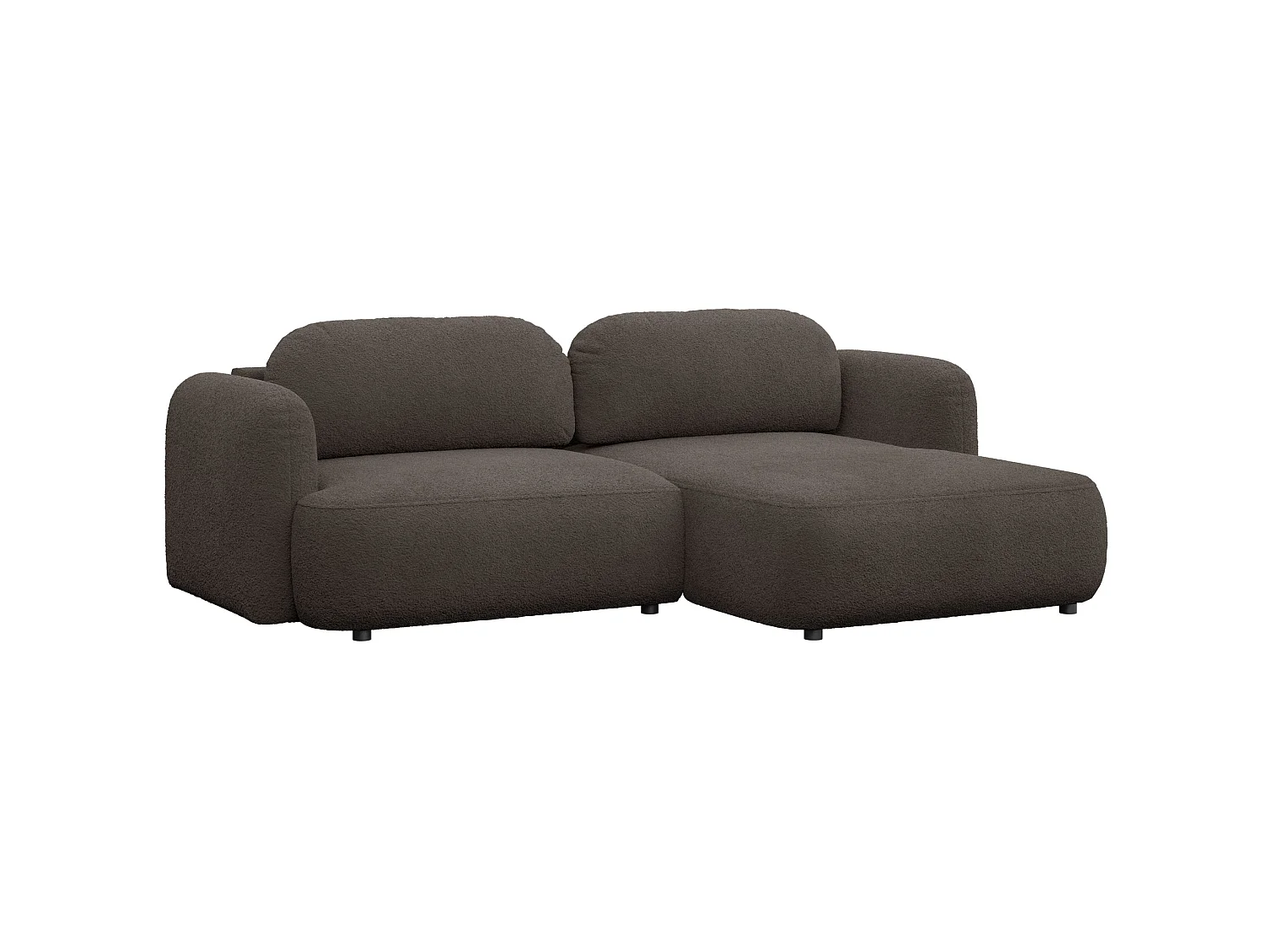 Ecksofa mit Schlaffunktion – Ottomane rechts – Bouclé Braun – TVOYA