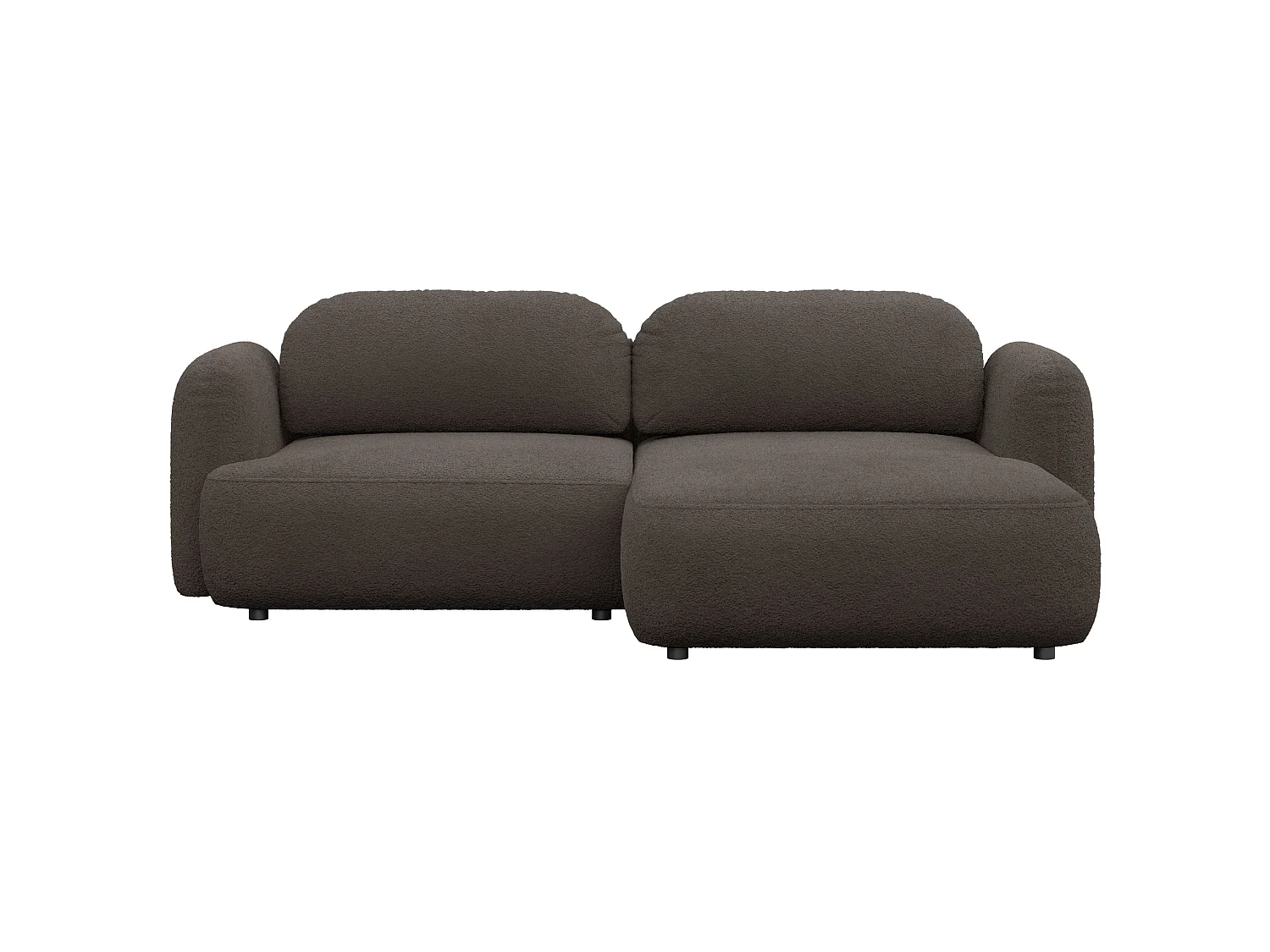 Ecksofa mit Schlaffunktion – Ottomane rechts – Bouclé Braun – TVOYA