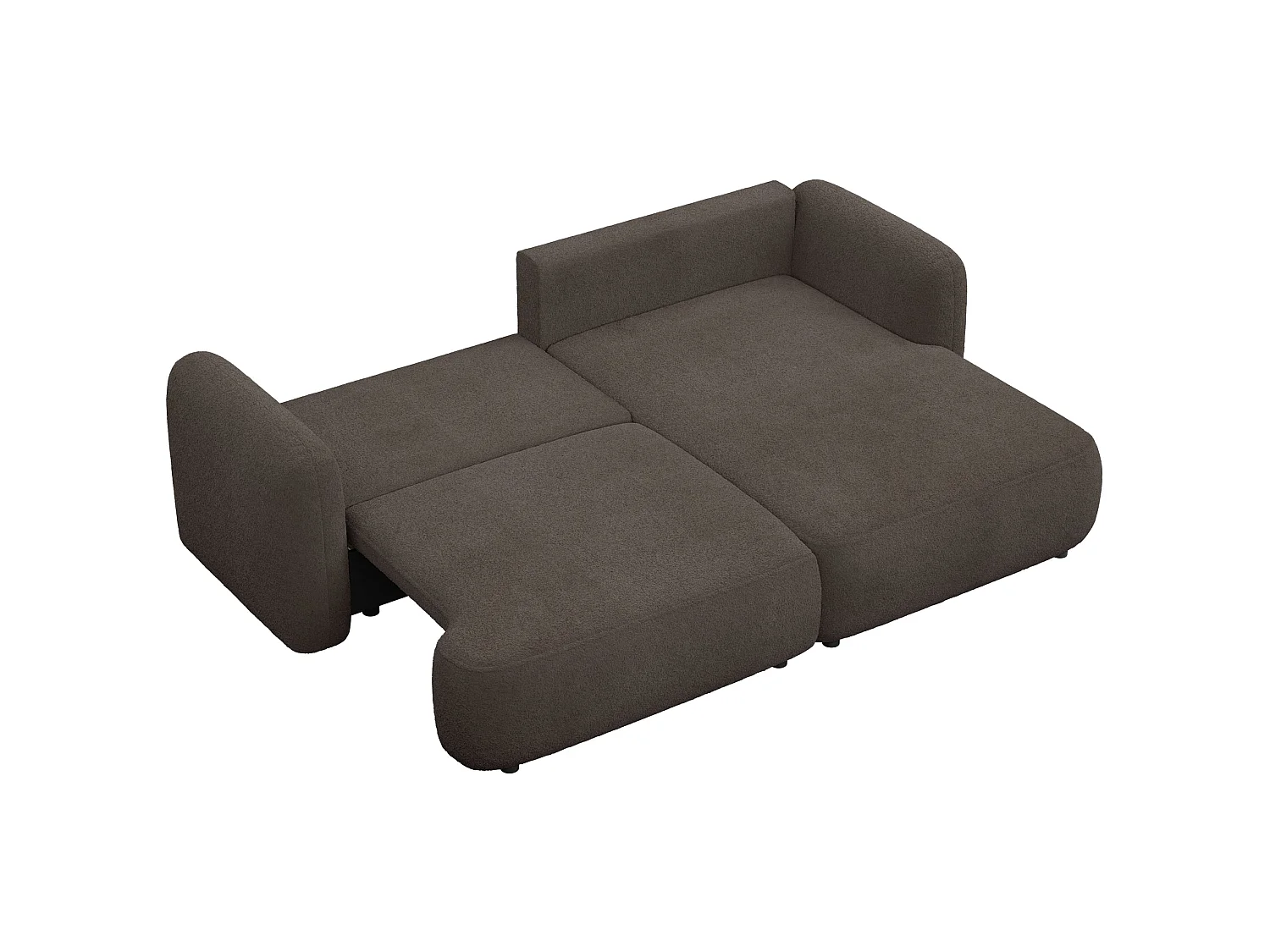 Ecksofa mit Schlaffunktion – Ottomane rechts – Bouclé Braun – TVOYA
