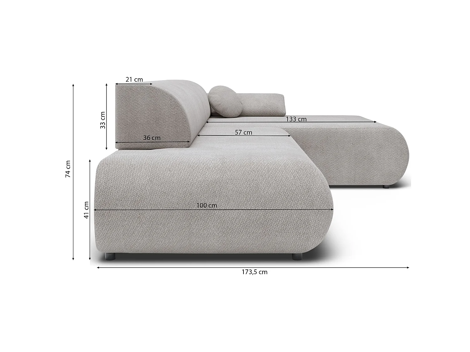 Canapé d'angle convertible – Chenille – angle à droite – Bleu marine – ARMONE