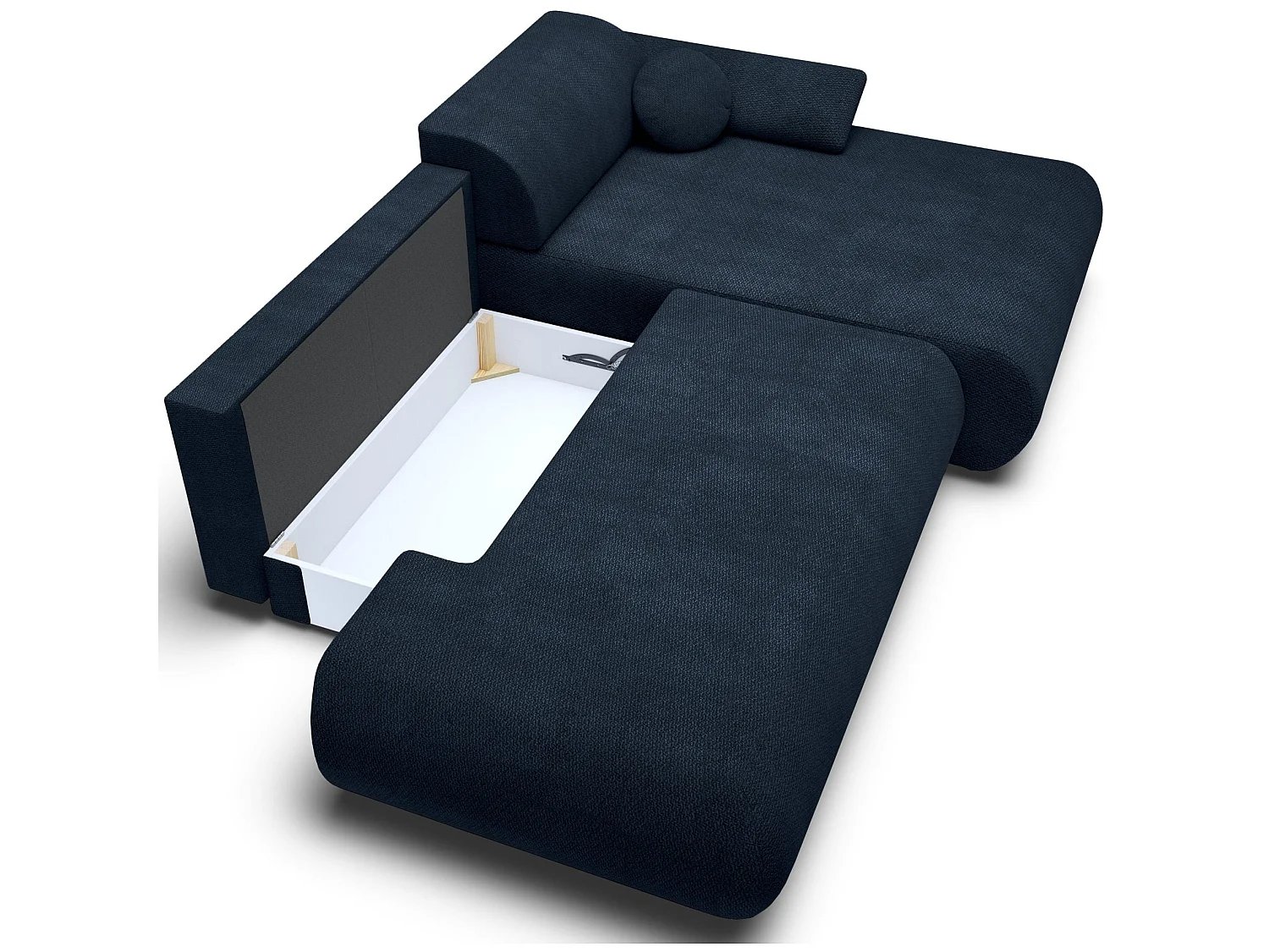 Ecksofa mit Schlaffunktion – Chenille – Ottomane rechts – Dunkelblau – ARMONE