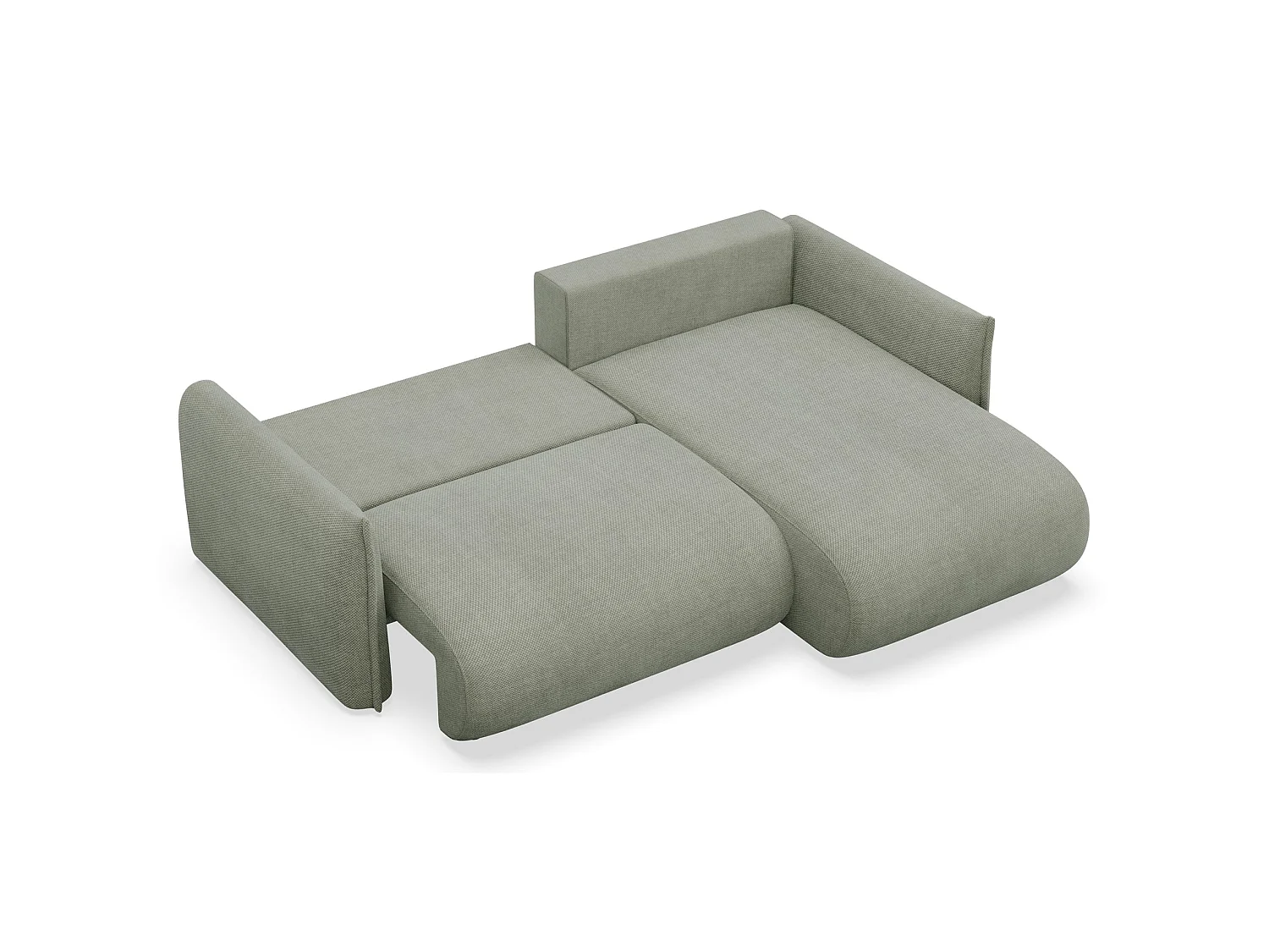 Canapé d'angle convertible – Angle à droite – chenille vert sauge – CUSHI