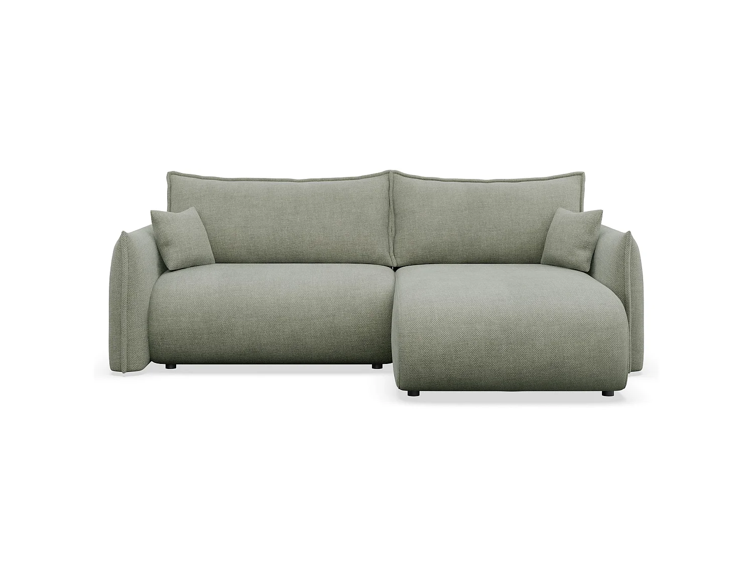Canapé d'angle convertible – Angle à droite – chenille vert sauge – CUSHI