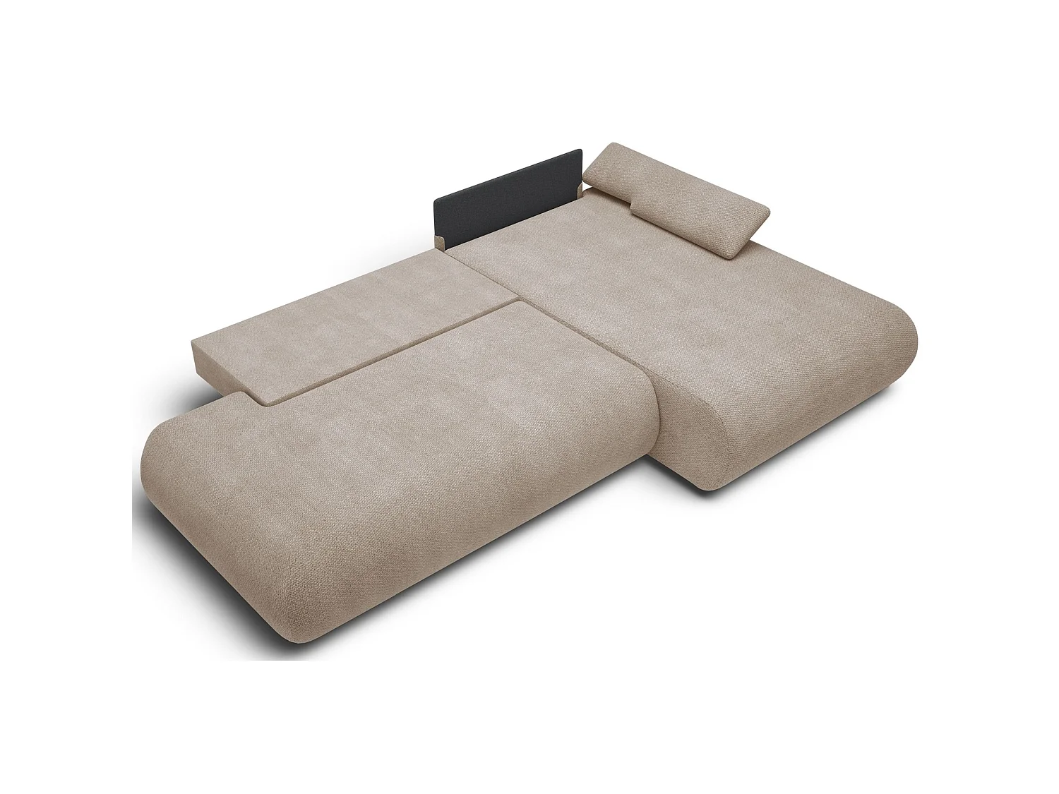 Canapé d'angle convertible – Chenille – angle à droite – Beige – ARMONE