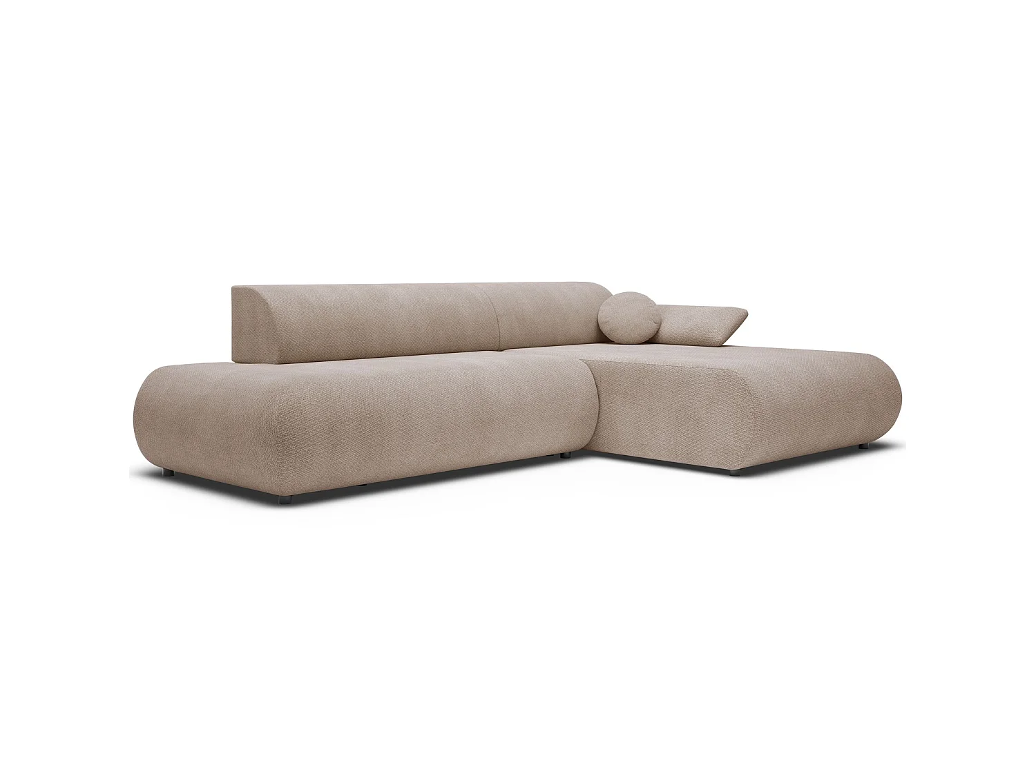 Canapé d'angle convertible – Chenille – angle à droite – Beige – ARMONE