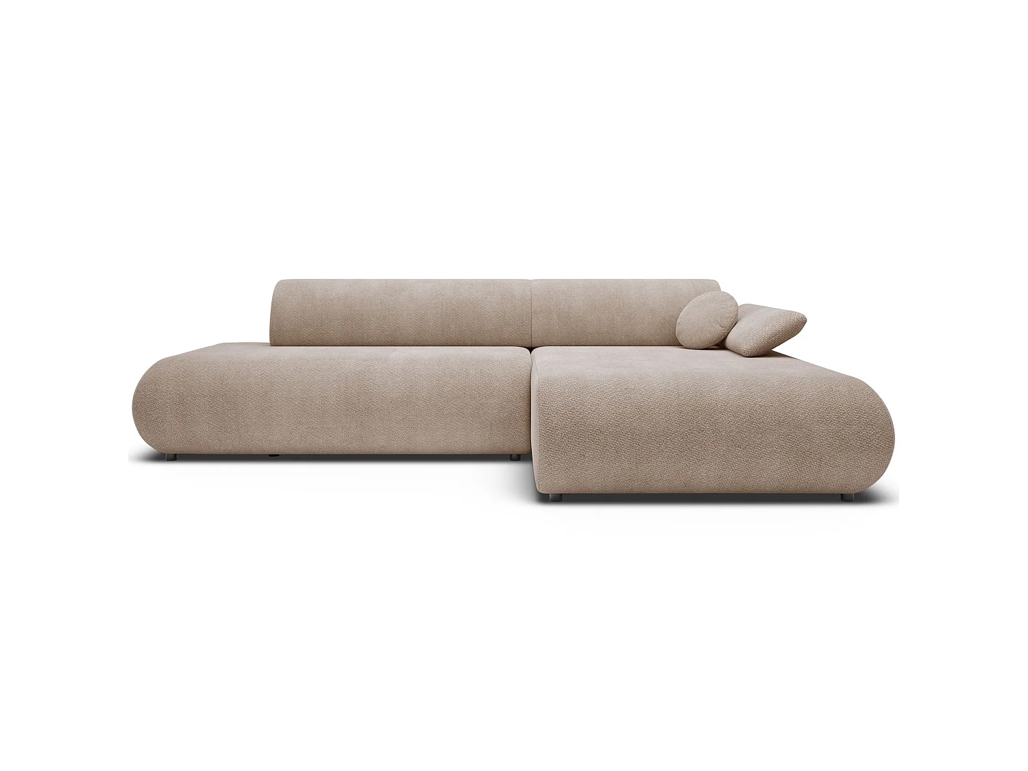 Canapé d'angle convertible – Chenille – angle à droite – Beige – ARMONE