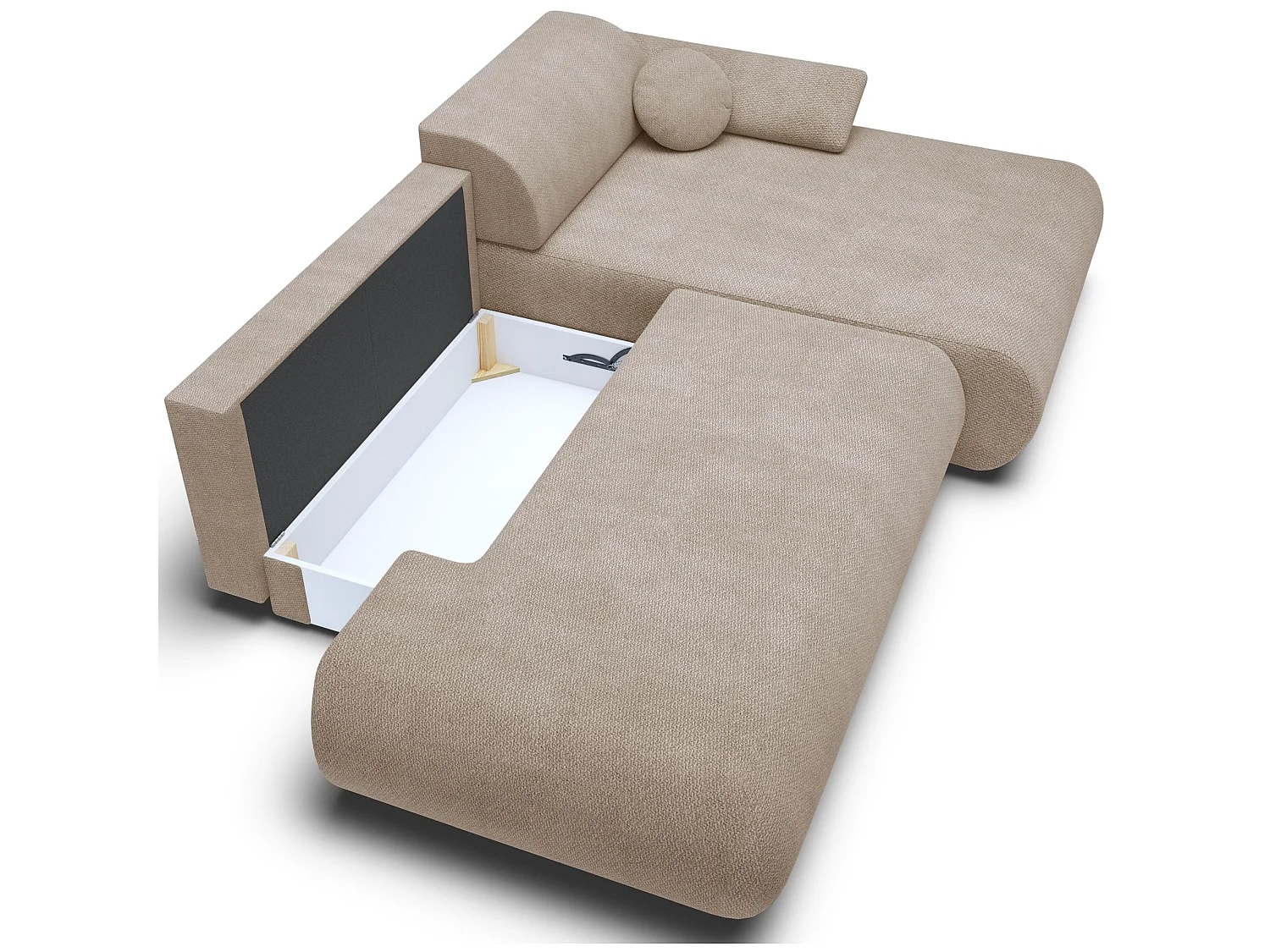 Canapé d'angle convertible – Chenille – angle à droite – Beige – ARMONE