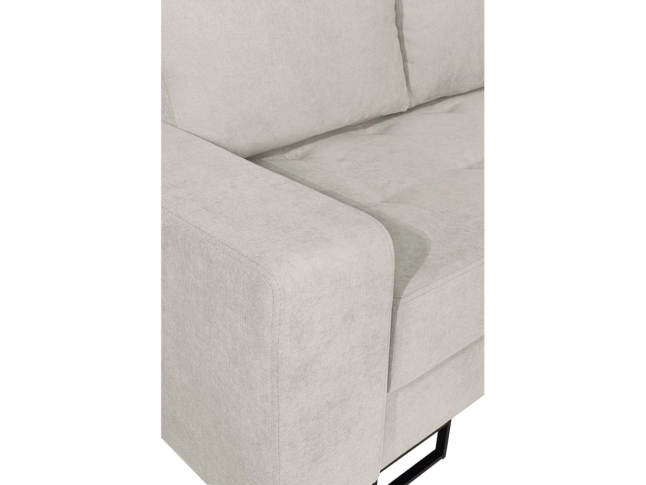 Ecksofa mit Schlaffunktion & Bettkasten – Chenille – Ottomane rechts – Hellbeige – LARELLE