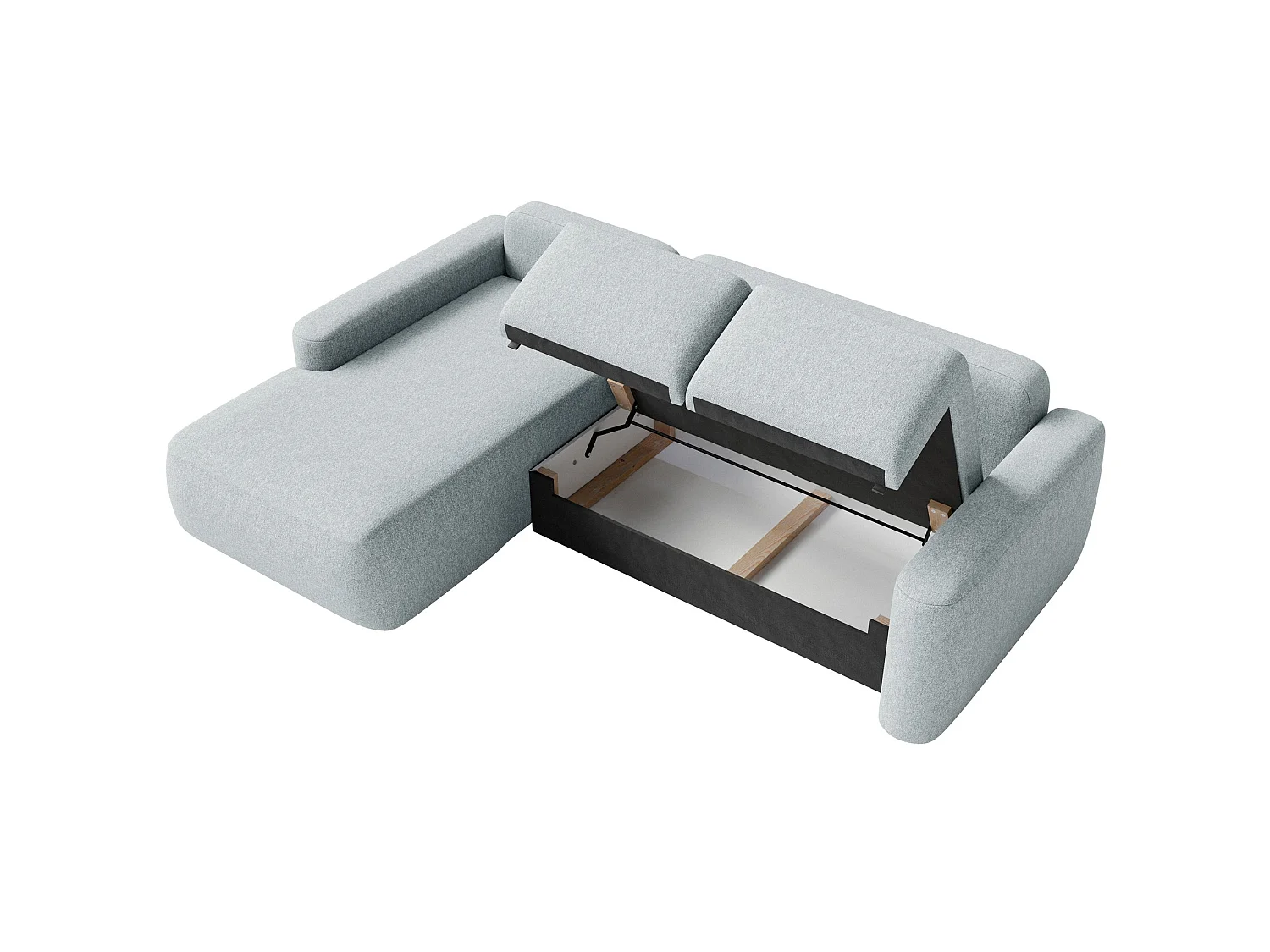 Canapé d'angle convertible – Angle à gauche – Chenille facile d'entretien – Gris – CARNOS MINI