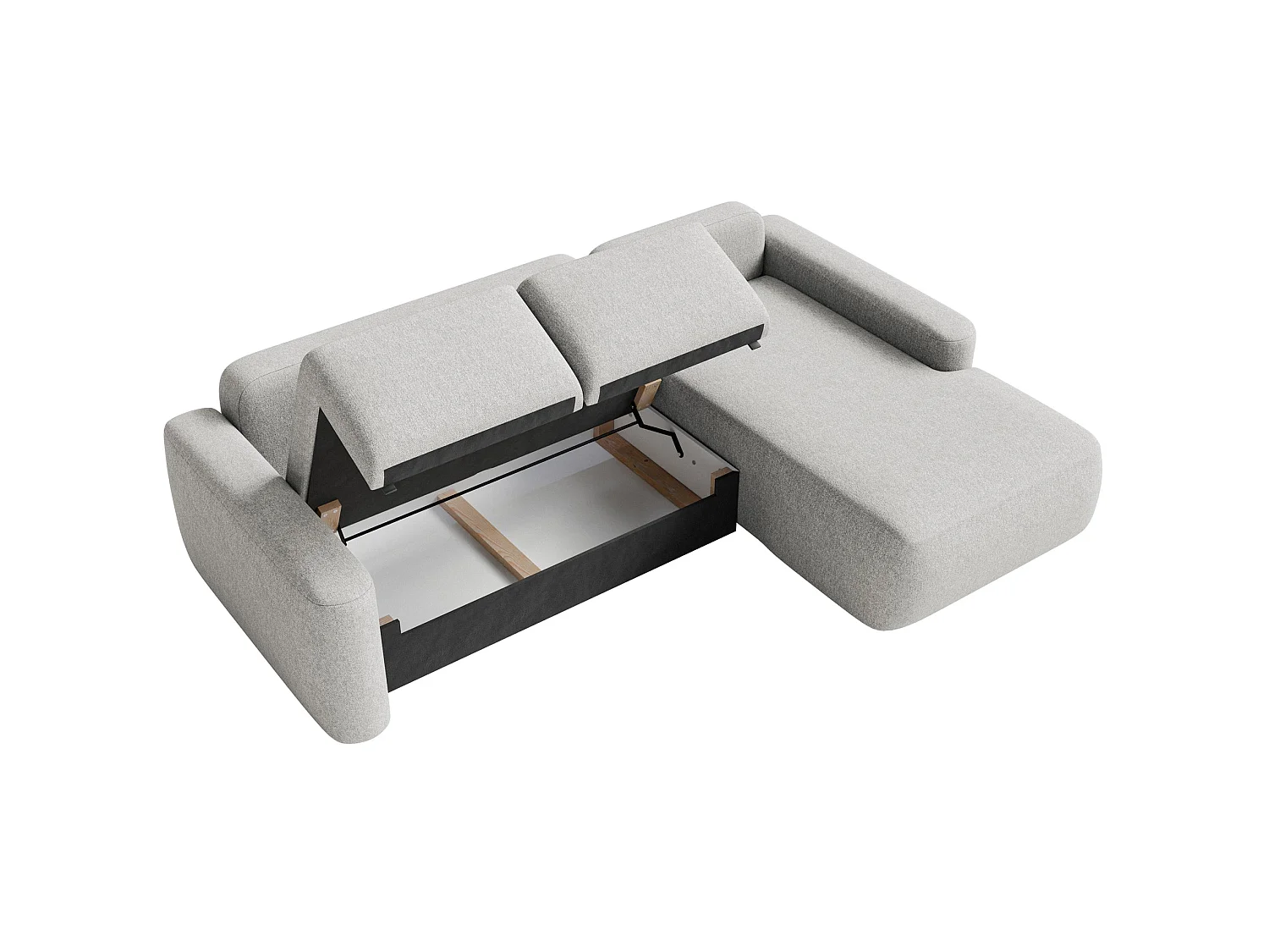 Canapé d'angle convertible – Angle à droite – Chenille facile d'entretien – Beige gris – CARNOS MINI