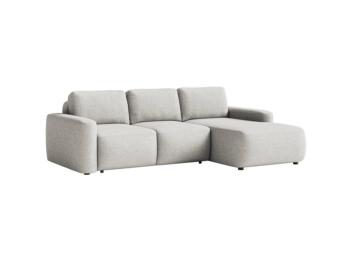 Canapé d'angle convertible – Angle à droite – Chenille facile d'entretien – Beige gris – CARNOS MINI