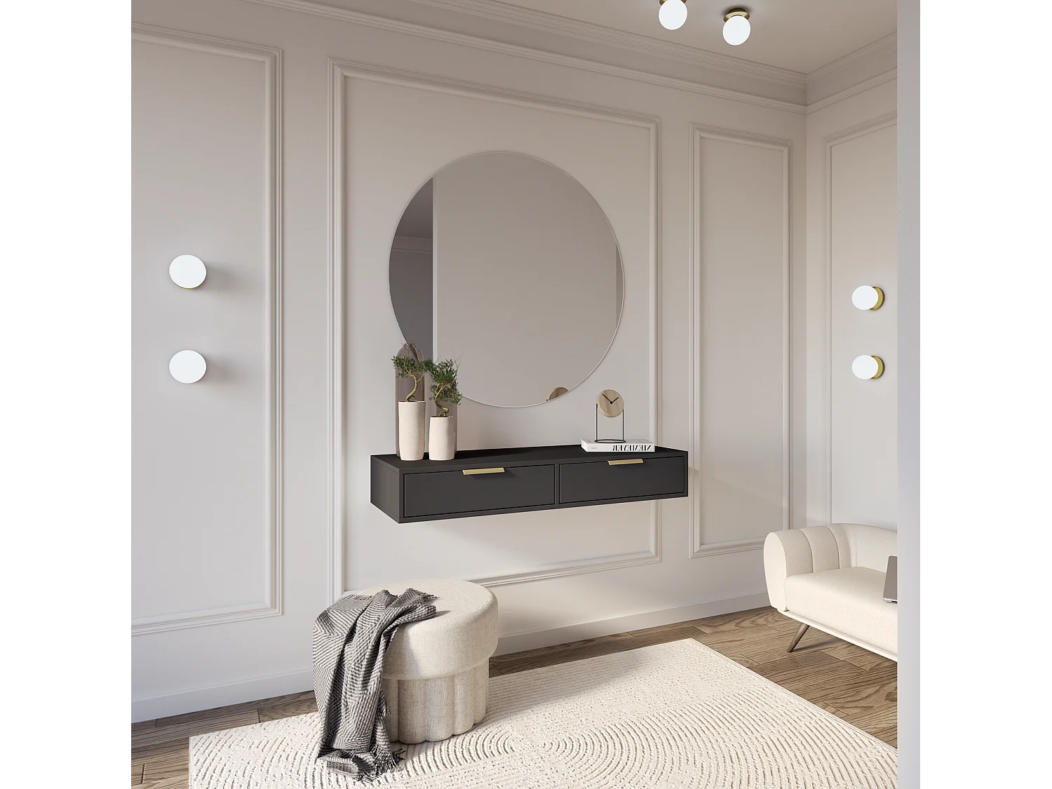 Schminktisch mit 2 Schubladen - Schwarz - 110 cm - VENA