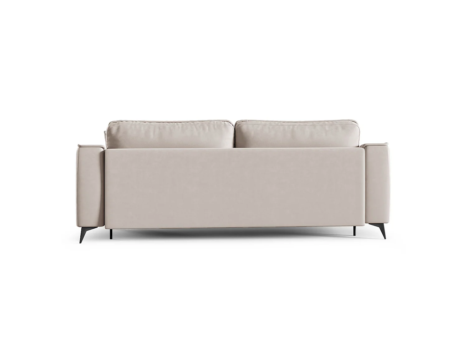 Canapé 3 places convertible – velours – pieds noirs – gris clair – LOUISOS