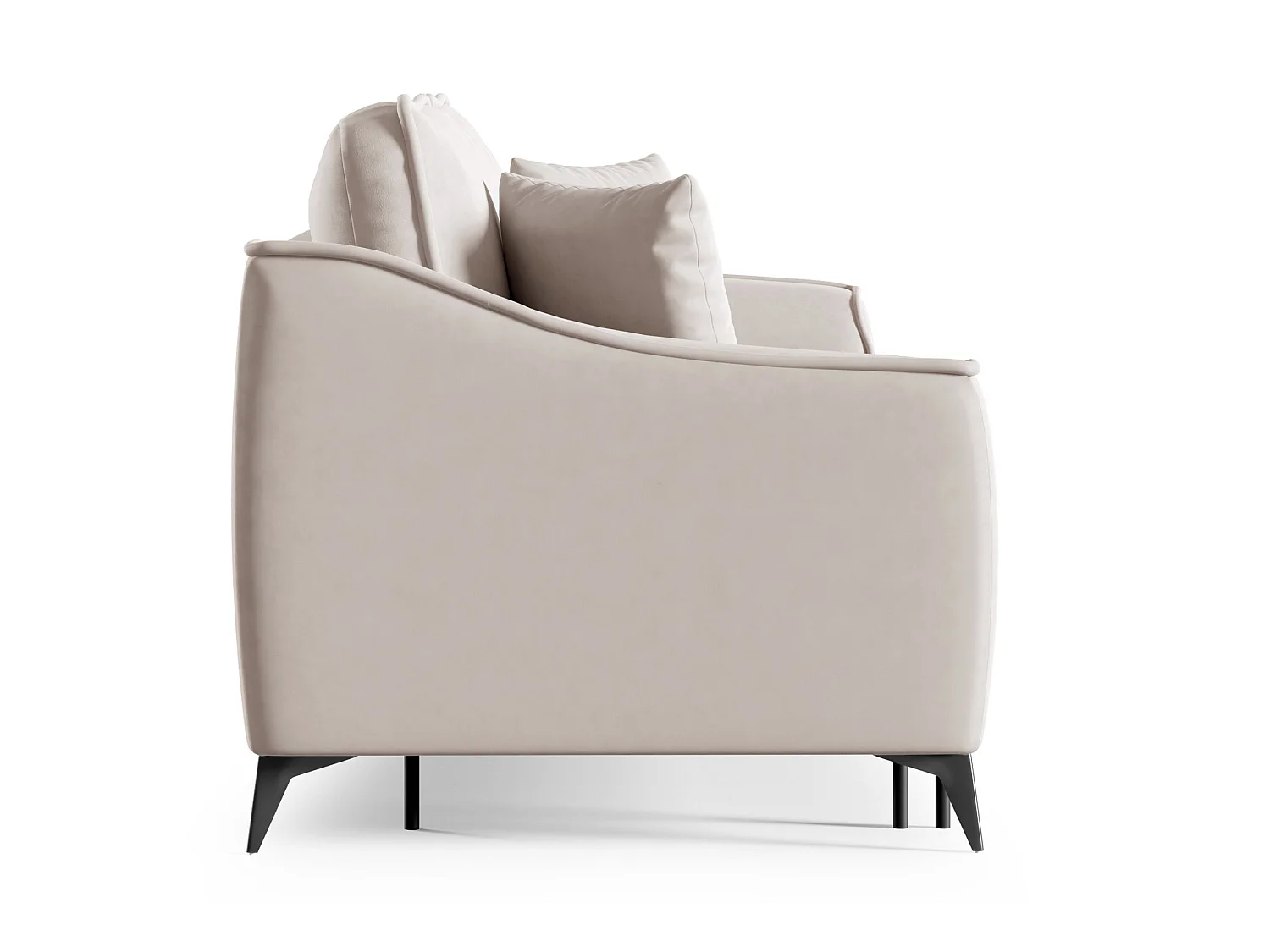 Canapé 3 places convertible – velours – pieds noirs – gris clair – LOUISOS
